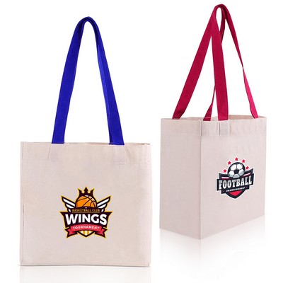 Colored Handle Tote Bag With Gusset