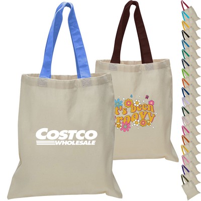 6 Oz. Lightweight Cotton Canvas Tote Bag w/20" Handles USA Decorated (15" x 16")